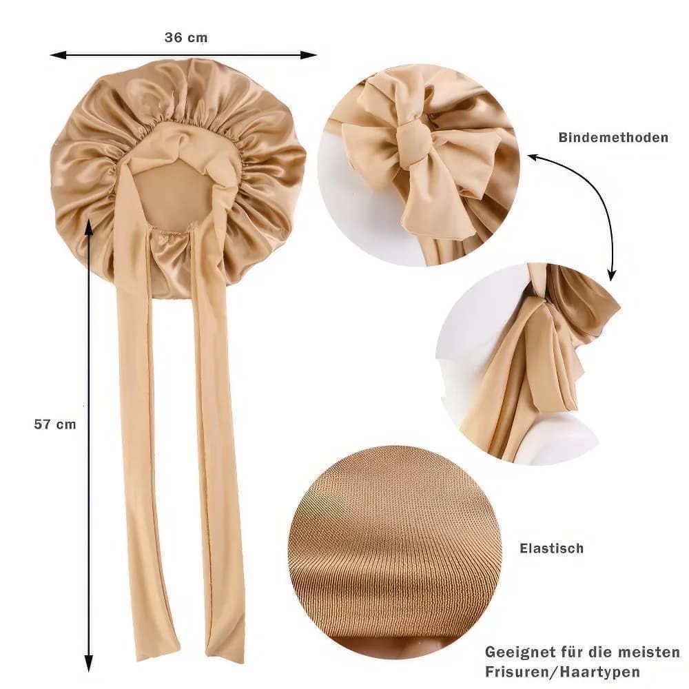 Satin Haarschlafhaube Bonnet zum Binden, kupfer