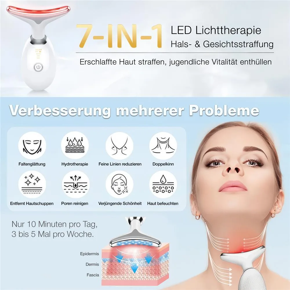 7in1 LED Lichttherapie für Hals- & Gesicht, rot